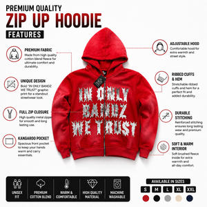 Sudadera con capucha roja extragrande para hombre, con cremallera, de felpa francesa, estilo urbano, con estampado de letras frontal, para otoño - Product Image 3