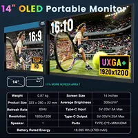 Nouvelle Tendance 2026 : Moniteur Portable OLED 14 Pouces 1200P avec Batterie Intégrée et Écran Intelligent, Corps Entièrement Métallique, Extension d'Écran pour Ordinateur Portable