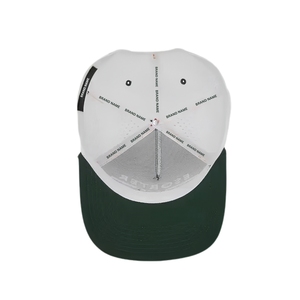 Casquette de golf imperméable 5 panneaux, bicolore, perforée, avec cordon personnalisé, logo brodé 3D, étiquette tissée à l'intérieur - Product Image 6