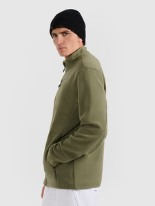Chaqueta de forro polar verde oliva para hombre, con cremallera completa, cuello alto, informal, cortavientos, 100% algodón, con bolsillo con solapa en el pecho. - Product Image 2