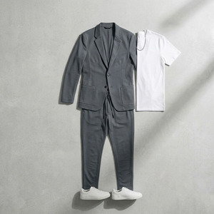 Traje de hombre de doble botonadura elástico, lavable a máquina, blazer sin estructura, pantalones ajustados informales, traje casual para negocios y viajes - Product Image 6