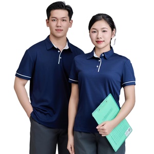 เสื้อเชิ้ตแขนสั้นลำลองผู้ชาย ยี่ห้อ FMF เนื้อผ้านุ่ม ทนทาน กันยับ สีกรมท่า โลโก้ด้านหน้า คอเสื้อตัดสี ผ้าถัก โพลีเอสเตอร์ 100% - Product Image 1
