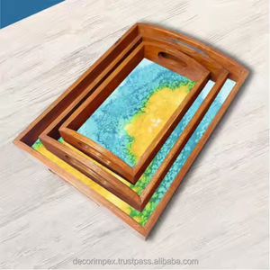 Bandeja de servir de diseñador de madera imprimible floral aspecto natural decorativo Tecnología artesanal - Product Image 4