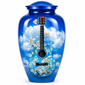 Autocollant commémoratif de luxe en forme de guitare Lune Bleue avec urne funéraire en émail pour cendres humaines - Product Image 6