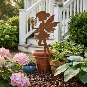 Dandelion <b>Fairy</b> Garden Metal Stake with Powder Coated Finish Weather Resistant Rustic Art <b>Ornament</b> - Product Image 6