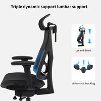 Chaise de bureau ergonomique confortable à dossier haut en tissu, avec accoudoirs 3D réglables et pivotants, pour la maison, le bureau, les cadres, les patrons et les managers