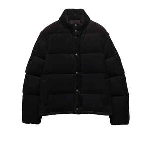 Veste d'hiver matelassée en velours côtelé premium pour homme, avec manches amovibles et capuche, en duvet d'oie, extérieur en coton, personnalisable OEM, marque privée - Product Image 1