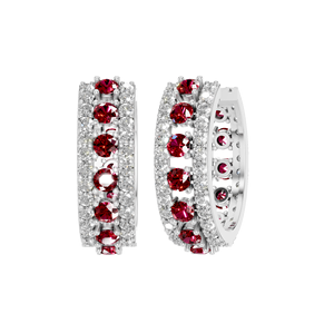 925 argent Sterling classique pavé diamant boucles d'oreilles créoles rubis naturel pierre précieuse finition or blanc à la mode pour les mariages fêtes cadeau - Product Image 2