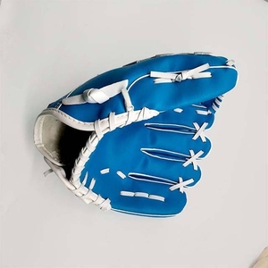 Gant de baseball synthétique bleu pour droitier, pour outfield, à doigts entiers, avec fermeture auto-agrippante, taille adulte, antidérapant, toutes saisons - Product Image 5