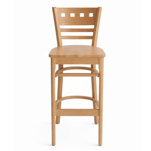 Tabouret de bar réglable en bois massif durable, style Mid-Century Modern, avec dossier classique, écologique, pour usage commercial, salle à manger, cuisine, café - Product Image 2