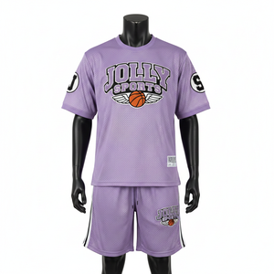 Men <b>Mesh</b> Jersey <b>Shorts</b> Set Premium GSM Polyester Breathable Sportswear Purple Color Custom Sublimation Logo <b>short</b> set for men's - Product Image 1