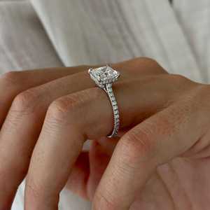 Anillo de Diamante Cultivado en Laboratorio de 3 Quilates, Corte Princesa, F VVS2, Anillo de Compromiso con Doble Halo Oculto, Certificado IGI - Product Image 2