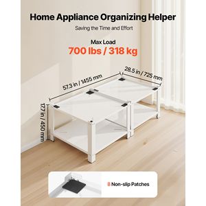 Piedistallo per Lavatrice con Design Antiscivolo, Altezza 16,1 Pollici, Ripiano Portaoggetti 27,5 X 27,5 Pollici per Lavatrice e Asciugatrice, Capacità di Carico 700 Libbre, Materiale in Acciaio - Product Image 3