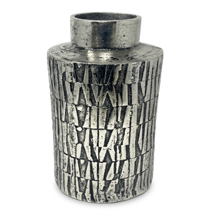 Jarrón de Metal Plateado en Espiral Radial Hecho a Mano - Centro de Mesa Floral Moderno de Aluminio Martillado para Decoración de Hogar de Lujo y Mesas de Boda - Product Image 5