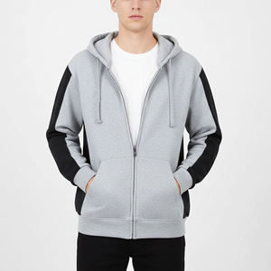 Sweat à capuche unisexe OEM imprimé patchwork bicolore pour homme, brodé, haute qualité, anti-rétrécissement, délavé à l'acide, teint uni, 100% coton - Product Image 2