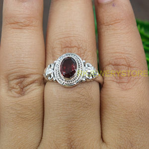 Red <b>Garnet</b> Stone <b>Ring</b> 925 Sterling <b>Silver</b> <b>Ring</b> Handmade Design <b>Ring</b> Wedding Engagement <b>Rings</b> for Women <b>Garnet</b> Christmas Gift - Product Image 4