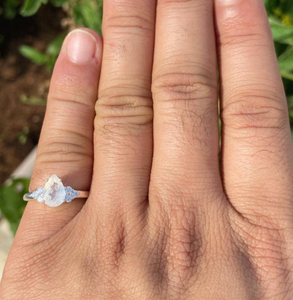 Pear Moonstone Ring Sterling Silver <b>Simulated</b> <b>Diamond</b> Accents Teardrop Gemstone Handmade Elegant Women Jewelry - Product Image 5