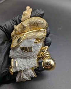 Pendentif de haute qualité au design de pirate de dessin animé, plaqué argent 925, cristal, style hip hop de luxe, bijoux unisexes - Product Image 3