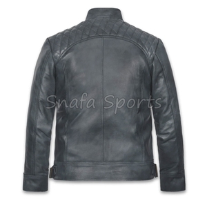Ropa de Moda para Hombre, Chaqueta de Cuero de Diseño Personalizado, Chaqueta de Motociclista con Cuello Alto para Hombre a Precio de Mayoreo - Product Image 6