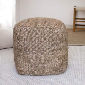 Pouf carré Boho tissé à la main de 18 pouces pouf pouf d'appoint avec style unique - Product Image 1