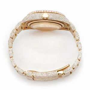 Luxury Iced Out Moissanite <b>Watch</b> Rose Gold Automatic <b>Mechanical</b> Diamond Style Bust Down Wristwatch - Product Image 4