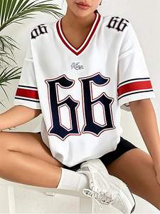 Camiseta de malla con cuello en V y estampado de números personalizados APPAREL ARC, estilo oversize, para streetwear, proveedor mayorista OEM ODM - Product Image 3