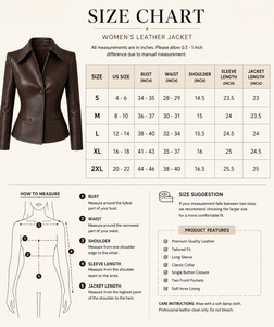 <b>Women</b>’s <b>Brown</b> <b>Leather</b> Peplum <b>Jacket</b> Long Sleeve Tailored Button Front Fashion Coat - Product Image 4