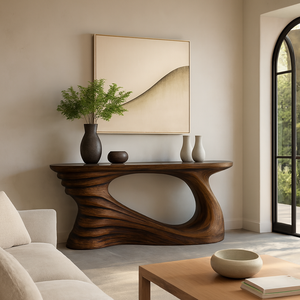 Mesa Consola de Madera Sólida Rústica Moderna OEM, Mueble Hecho a Mano, Mesa Estrecha para Entrada de Hotel, Apartamento, Sala de Estar - Product Image 1