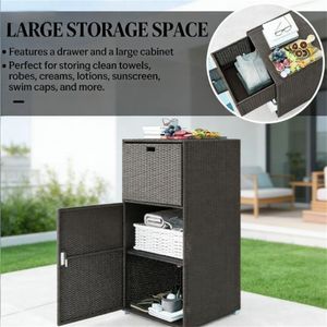 Portasciugamani e Armadietto Marrone Scuro per Piscina, per Conservare gli Accessori della Piscina - Product Image 2