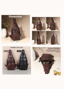 Sac bandoulière multifonctionnel Liviya modèle 140 en cuir PU, étanche, pour voyage d'affaires, avec logo personnalisé - Product Image 5