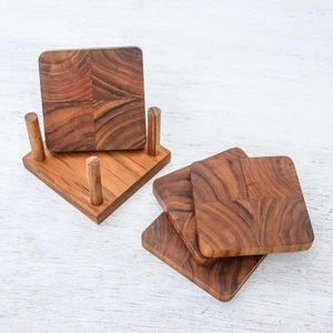 Sous-verre en bois avec bordure dorée de luxe, de qualité supérieure, résistant à la chaleur, accessoire de table pour restaurants, hôtels, cafés, maison - Product Image 4