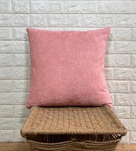 Funda de Cojín Cuadrada a Rayas de Terciopelo Rosa, 100% Algodón, Decorativa para Sofá del Hogar - Product Image 1
