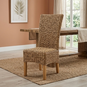 New Modern Minimalist Woven Seagrass <b>Dining</b> <b>Chair</b> Teak Wood Kitchen Room <b>Chairs</b> Luxury Seating Living Room Accent <b>Chair</b> Box - Product Image 2