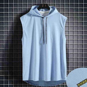 Custom Plain High Quality Cotton Workout Washed Hooded Tank Tops Bodybuilding Muscle Cutout T Shirt <b>Sleeveless</b> Gym <b>Hoodies</b> <b>Men</b> - Product Image 1