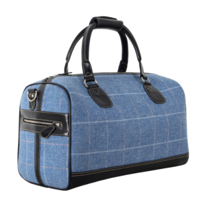 Sac de voyage week-end en laine tweed de luxe et cuir véritable, style vintage à carreaux, sac de sport et de gym pour homme et femme - Product Image 3