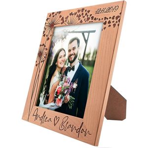 Personalized Laser Cut Wood PhotoFrame Romantic Wedding Gift Couple Picture <b>Frame</b> Custom Date <b>Name</b> Tabletop <b>Frame</b> Picture Plaque - Product Image 1