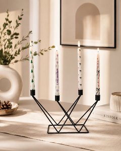 Modern <b>Black</b> Metal 4-Candle Holder Stand Geometric <b>Candelabra</b> for Home Decor Table Centerpiece for Dining, Living Room & Wedding - Product Image 3