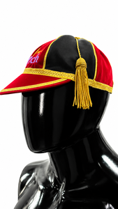 Patch House Velvet <b>Baseball</b> <b>Cap</b> 6-Panel Embroidered Logo Unisex Formal Hat Red and <b>Black</b> with Gold Tassel - Product Image 3