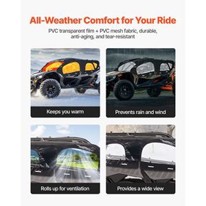 Porte Superiori per Cabina Can Am Maverick X3 MAX 4 Posti 2017-2024, Antivento Morbide con Cerniera Migliorata, Compatibili con i Modelli 2024 - Product Image 3