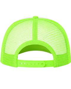 Gorra trucker blanca y verde neón con malla trasera, ajustable, transpirable, de poliéster, con frente de espuma, logotipo personalizado, gorra de béisbol en blanco. - Product Image 4