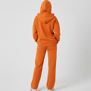 Conjunto de Sudadera con Capucha Naranja para Mujer Tallas Grandes 2026, de Forro Polar, Estilo Urbano, Ajuste Regular, Largo Completo, Color Sólido, con Logo Frontal, para Otoño - Product Image 2