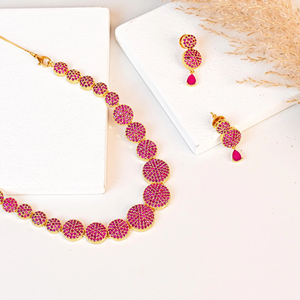 New Arrival Handcrafted <b>Ruby</b> Gold Plated Choker <b>Necklace</b> Statement Bridal imitation Jewelry For Wedding - Product Image 1