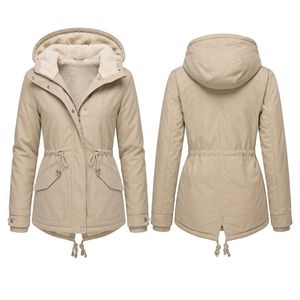 Parka longue pour femme de qualité supérieure, monochrome noir, chaud, doublé en sherpa, avec cordon de serrage à la taille, col montant, manches droites – Grande Vente - Product Image 4