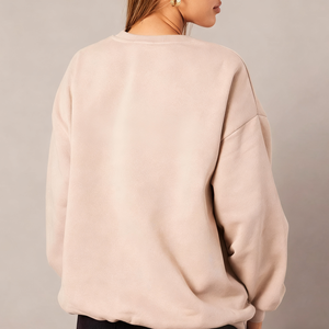 Women Oversized Crew Neck Sweatshirt Casual Loose Long Sleeve Pullover Soft Fleece Sweatshirt <b>Drop</b> Shoulder Solid Color Winter - Product Image 4