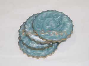 Posavasos de Resina con Aspecto de Ágata y Borde Dorado, Personalizados, Redondos, Estilo Clásico, Resistentes al Calor, para Mesa de Hogar, Venta al Por Mayor - Product Image 3