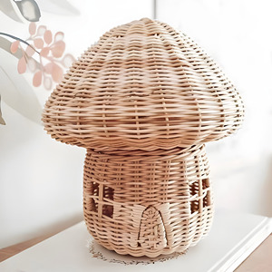 Jouets de jeu de rôle pour enfants, maisonnette en rotin tressé en forme de champignon pour rangement et jeu, prix de gros - Product Image 2