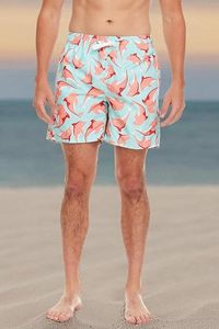 Short de bain pour homme à imprimé tortue, polyester/coton extensible, séchage rapide, cordon de serrage, vêtements de plage décontractés, bleu clair rose, longueur courte - Product Image 3
