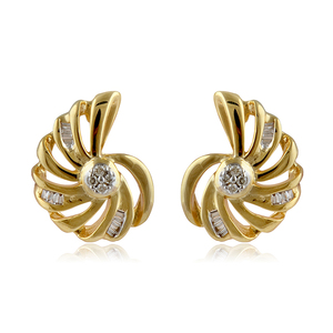 Pendientes de Diamantes de Oro Amarillo de Lujo Beauty Of Venus, Corte Brillante Redondo, Color H, para Uso Diario de Mujeres - Product Image 1