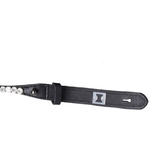 Bandeau de tête de cheval en cuir anglais décoratif, personnalisé avec logo, fait main, noir et blanc, orné de grands cristaux brillants. - Product Image 5