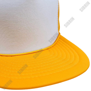 Casquette Trucker SIBRIN personnalisée à 5 panneaux, blanche et jaune, en maille, à visière plate, pour Motorsport, Skateboard, Activités de plein air, Streetwear, Décontractée, Sportive - Product Image 4